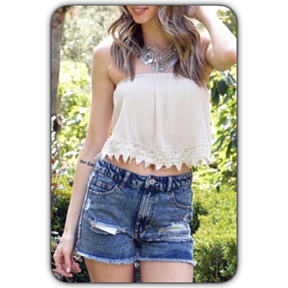 Distressed Denim Jean Shorts XS S 0 2 - Picture 6 of 6